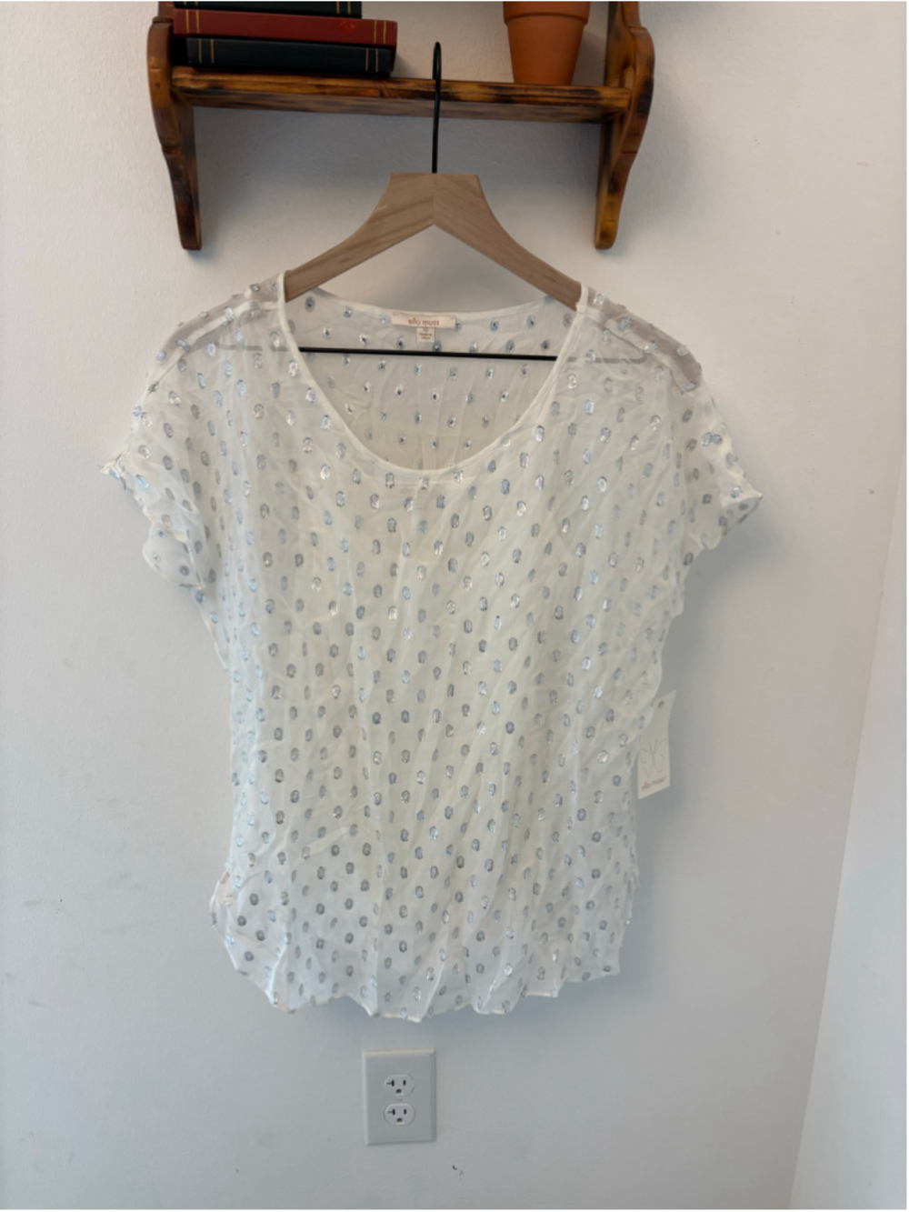 Ella Moss Metallic Foil Speckle Blouse XS
